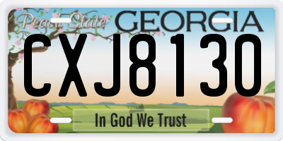 GA license plate CXJ8130