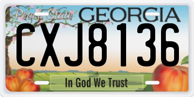 GA license plate CXJ8136