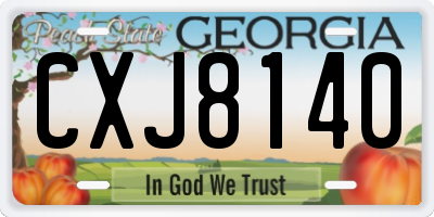 GA license plate CXJ8140