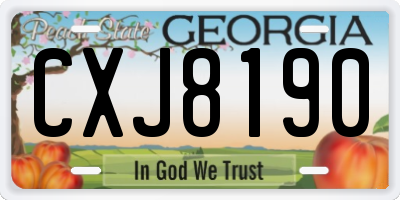 GA license plate CXJ8190