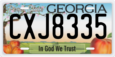 GA license plate CXJ8335