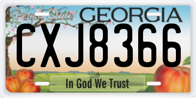 GA license plate CXJ8366