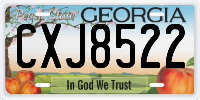 GA license plate CXJ8522