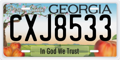 GA license plate CXJ8533