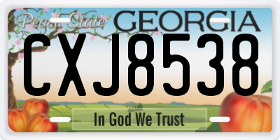 GA license plate CXJ8538
