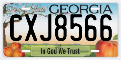 GA license plate CXJ8566