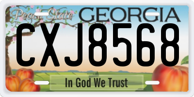 GA license plate CXJ8568