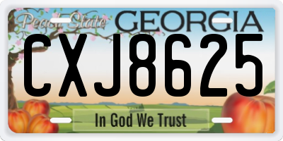 GA license plate CXJ8625