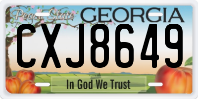 GA license plate CXJ8649