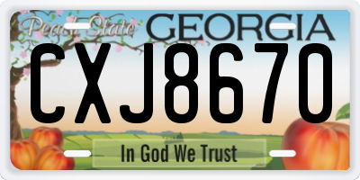 GA license plate CXJ8670
