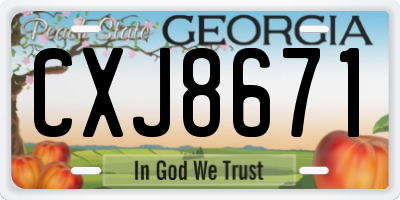 GA license plate CXJ8671