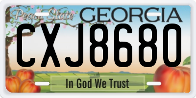 GA license plate CXJ8680