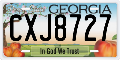 GA license plate CXJ8727
