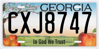 GA license plate CXJ8747