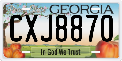 GA license plate CXJ8870