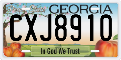 GA license plate CXJ8910