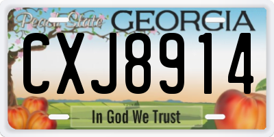 GA license plate CXJ8914