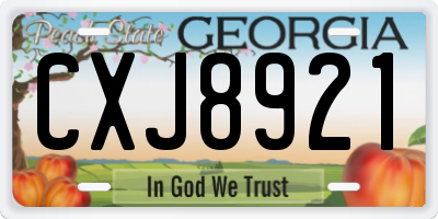 GA license plate CXJ8921
