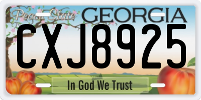 GA license plate CXJ8925