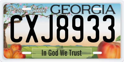 GA license plate CXJ8933