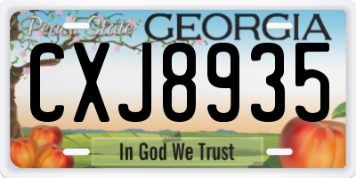 GA license plate CXJ8935