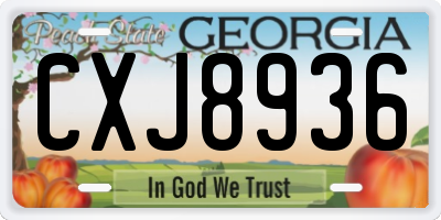 GA license plate CXJ8936