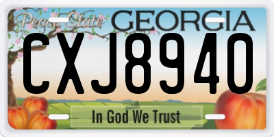 GA license plate CXJ8940