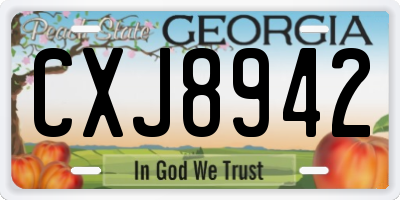 GA license plate CXJ8942