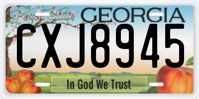 GA license plate CXJ8945