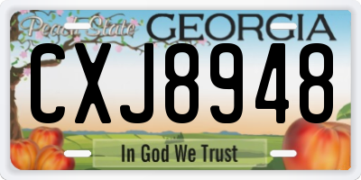 GA license plate CXJ8948