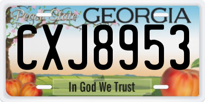 GA license plate CXJ8953