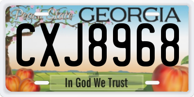 GA license plate CXJ8968
