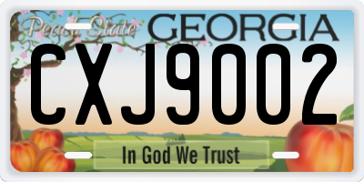 GA license plate CXJ9002
