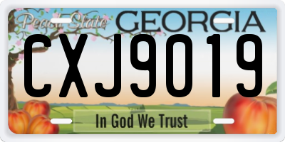GA license plate CXJ9019