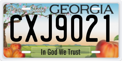 GA license plate CXJ9021