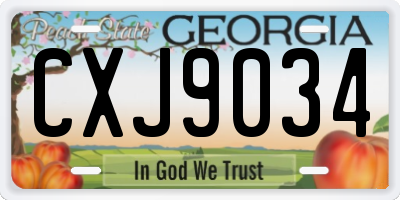 GA license plate CXJ9034