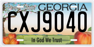 GA license plate CXJ9040