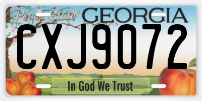 GA license plate CXJ9072