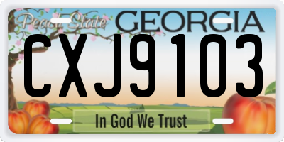 GA license plate CXJ9103