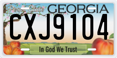 GA license plate CXJ9104