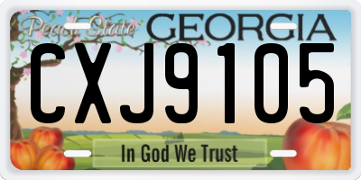 GA license plate CXJ9105