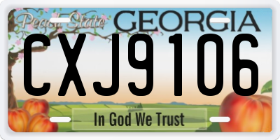 GA license plate CXJ9106