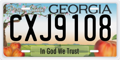 GA license plate CXJ9108