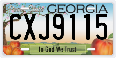 GA license plate CXJ9115