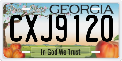 GA license plate CXJ9120