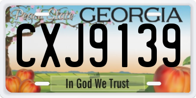 GA license plate CXJ9139