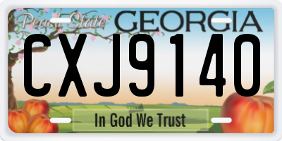 GA license plate CXJ9140
