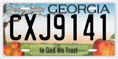 GA license plate CXJ9141