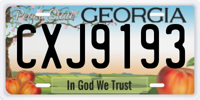 GA license plate CXJ9193