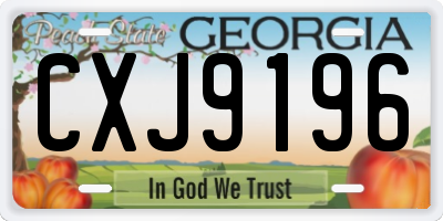 GA license plate CXJ9196
